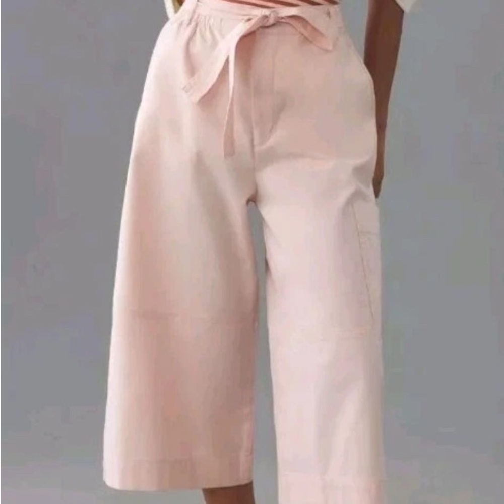Maeve by Anthropologie Light Pink Wide Leg Utility Culotte Pants